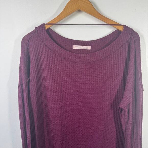 We The Free Free People Wine Purple North Shore Thermal S Tunic Oversized Boho - Picture 3 of 8